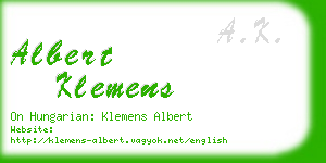 albert klemens business card
